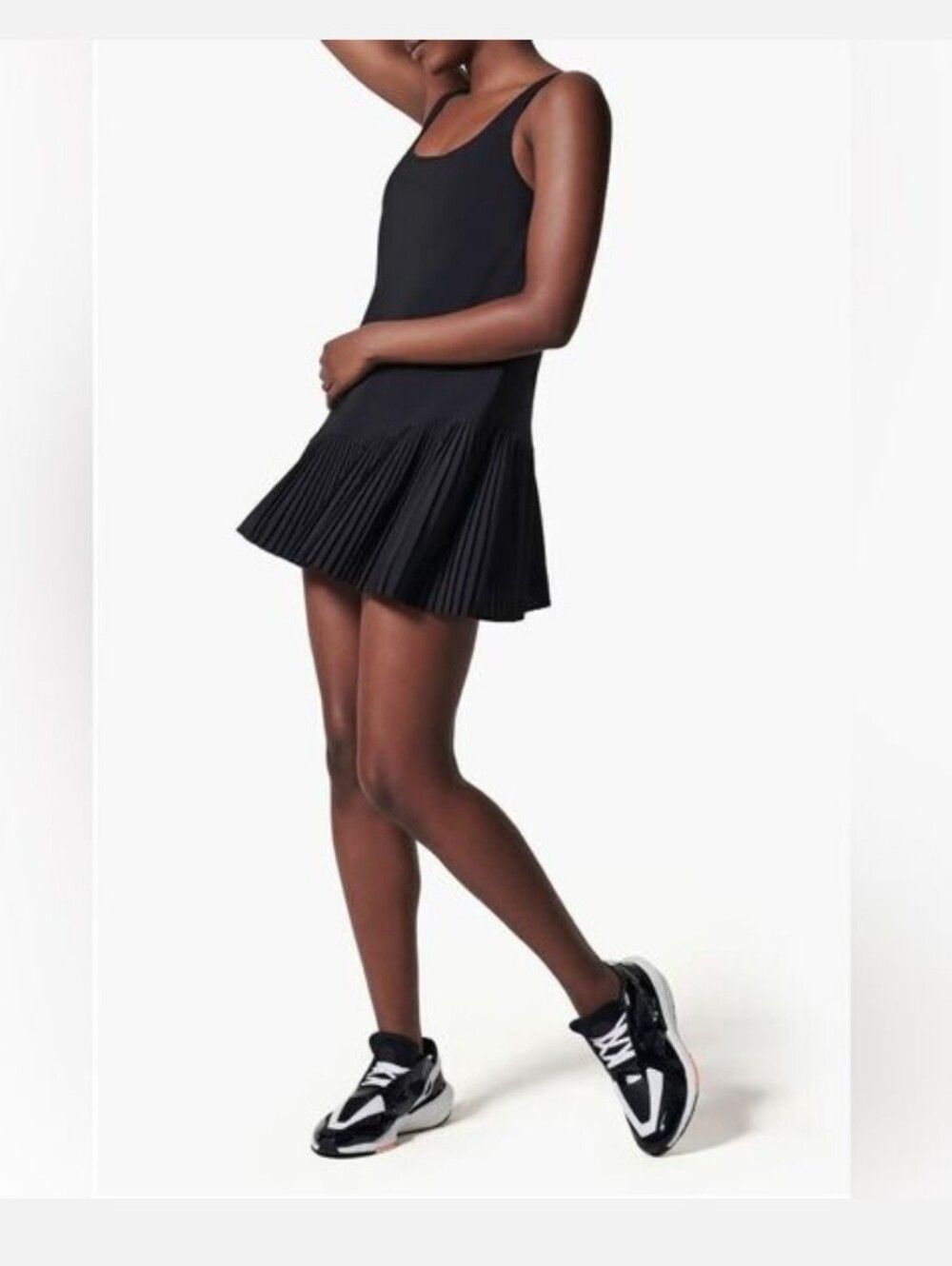 SPANX Yes Pleats! Black Active Tennis Dress with Built-In Shorts Size Large